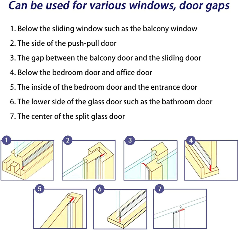 Self Adhesive Door Bottom Seal Strip Window Rubber Seal Soundproof Weatherstrip Windproof Dust Door Windshield Sealing Tape