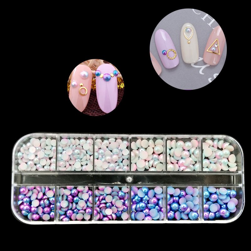 4 Mm/5 Mm Steentjes 3D Nagels Accessoires Acryl Wit Ronde Kleurrijke Glitters Diy Crystal Nail Art Decoraties