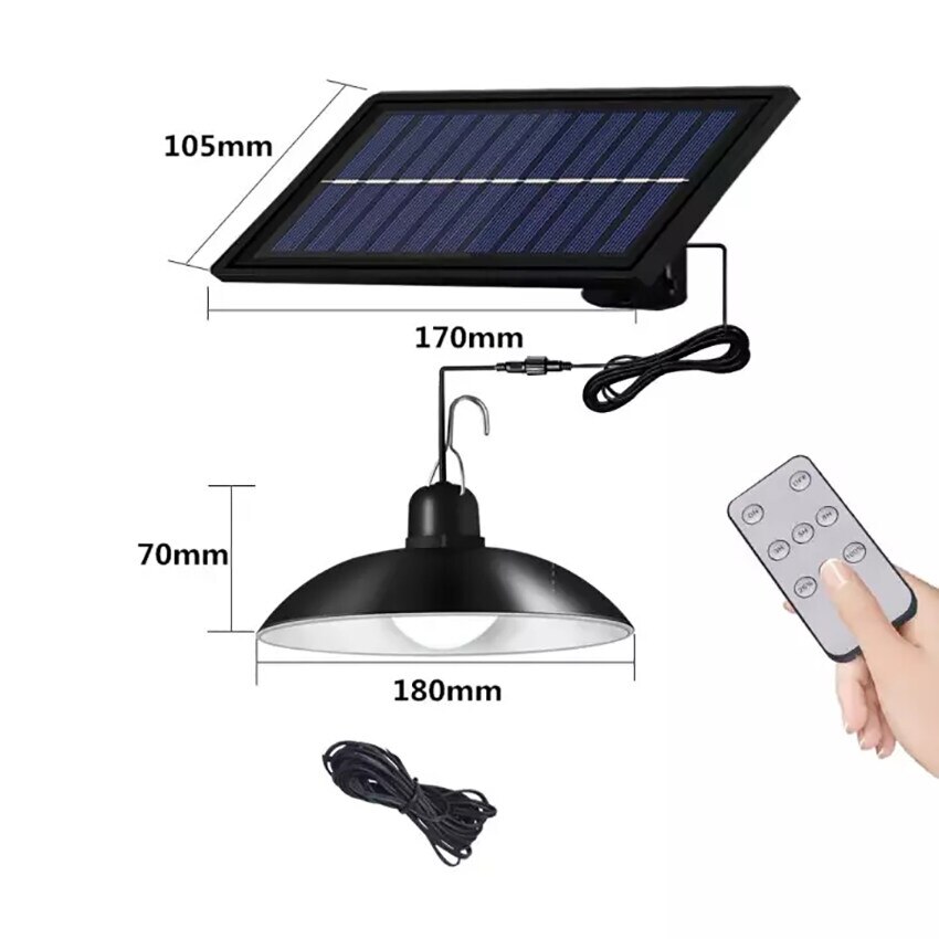 Solar Pendant Light Outdoor Indoor with Remote Control 3M Cable For Camping Garden Hanging Lights Waterproof Solar Shed Lights