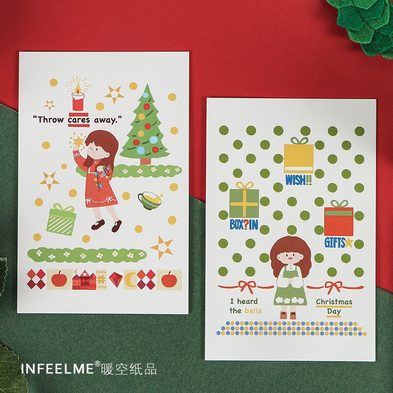 30 Christmas Postcards, Christmas Hand-Painted Postcard Message Card, Thank You for Greeting Card