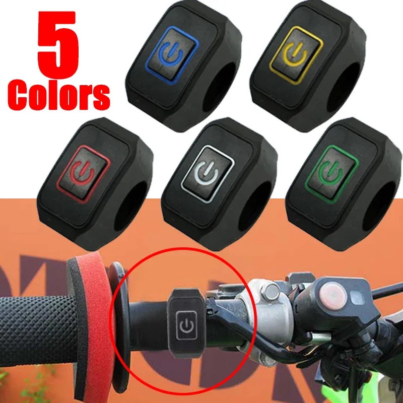 Motorcycle Switch with LED Light Momentry Buttton Handlebar Mount Headlight Horn Control Waterproof Modified Switch Moto Parts