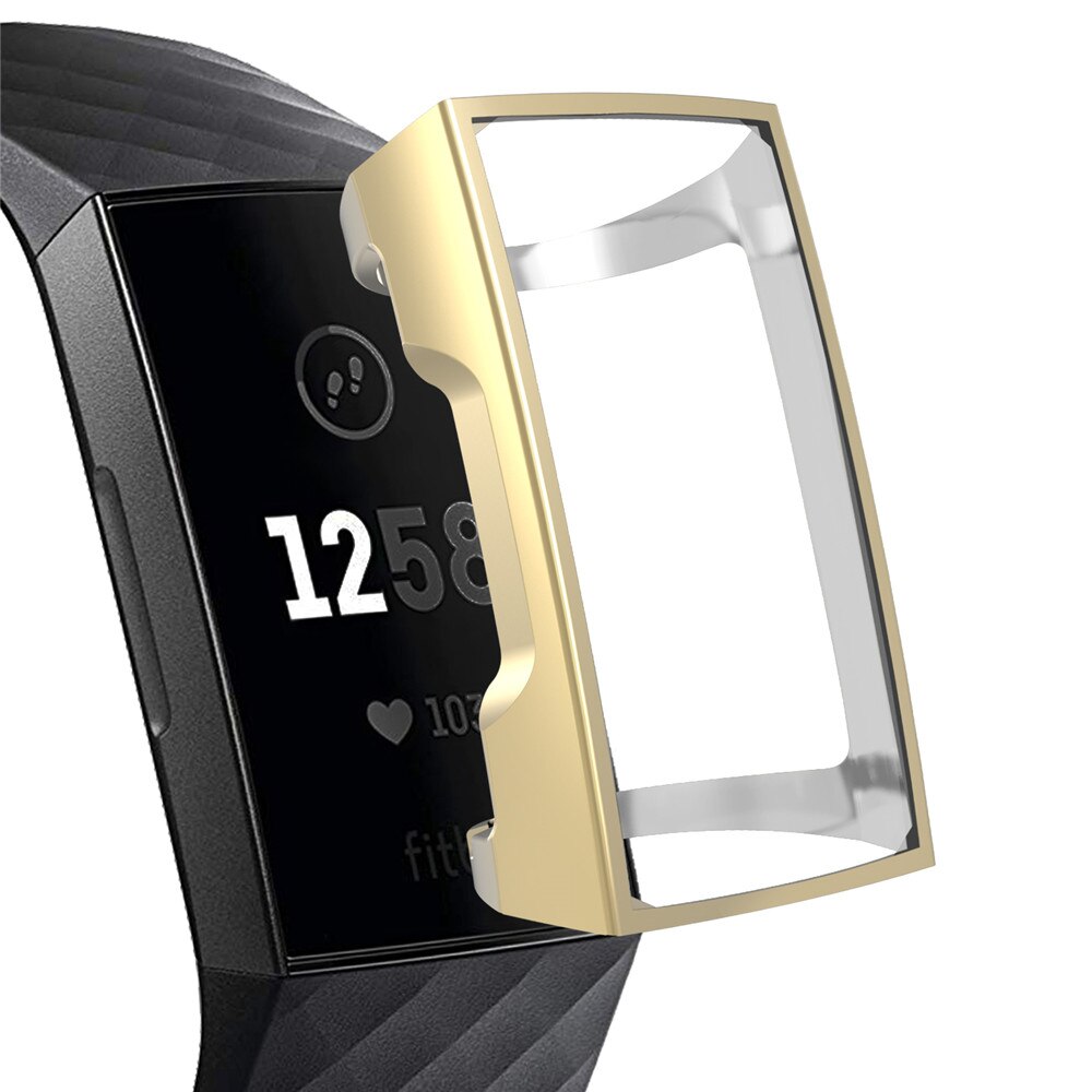 Tpu Case Siliconen Beschermende Voor Fitbit Lading 3 Clear Case Cover Shell Fitbit Lading 3 Band Bescherming Silicone Case Cover: gold
