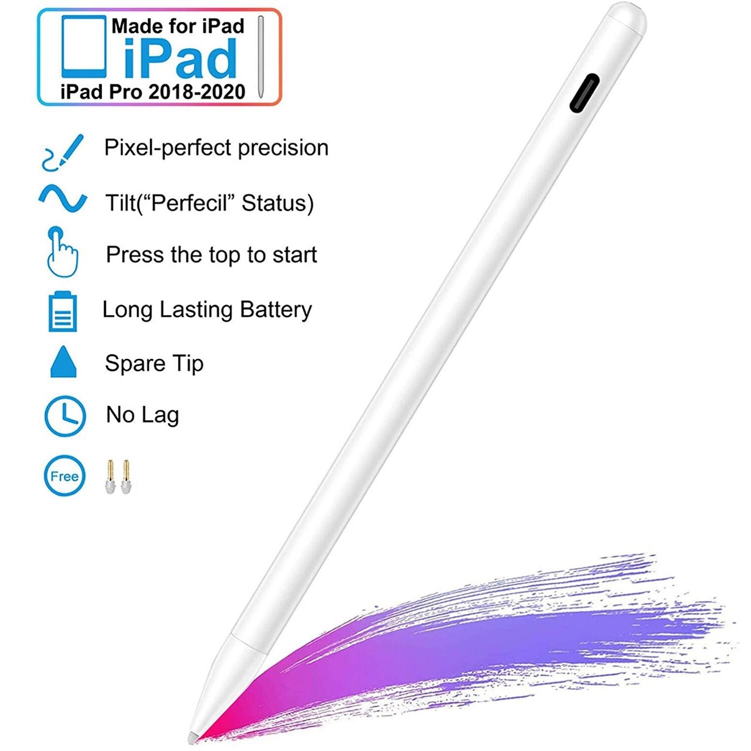 For Apple Pencil 2 iPad 23th Gen Active Stylus Pen Capacitive pen For iPad Drawing Touch Pen For iPad mini Pro