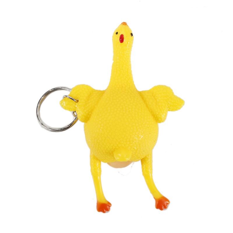 Gags de nouveauté et jouets de blague pratiques Anti-Stress spongieux poulet pondant oeuf soulagement du Stress pratique fabricant de blague porte-clés collant