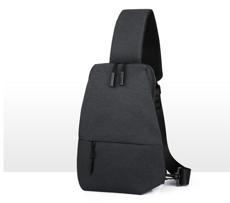 Corée Style unisexe sac à bandoulière poitrine Pack décontracté multifonction épaule pour hommes et femmes voyage messager: Black and gray