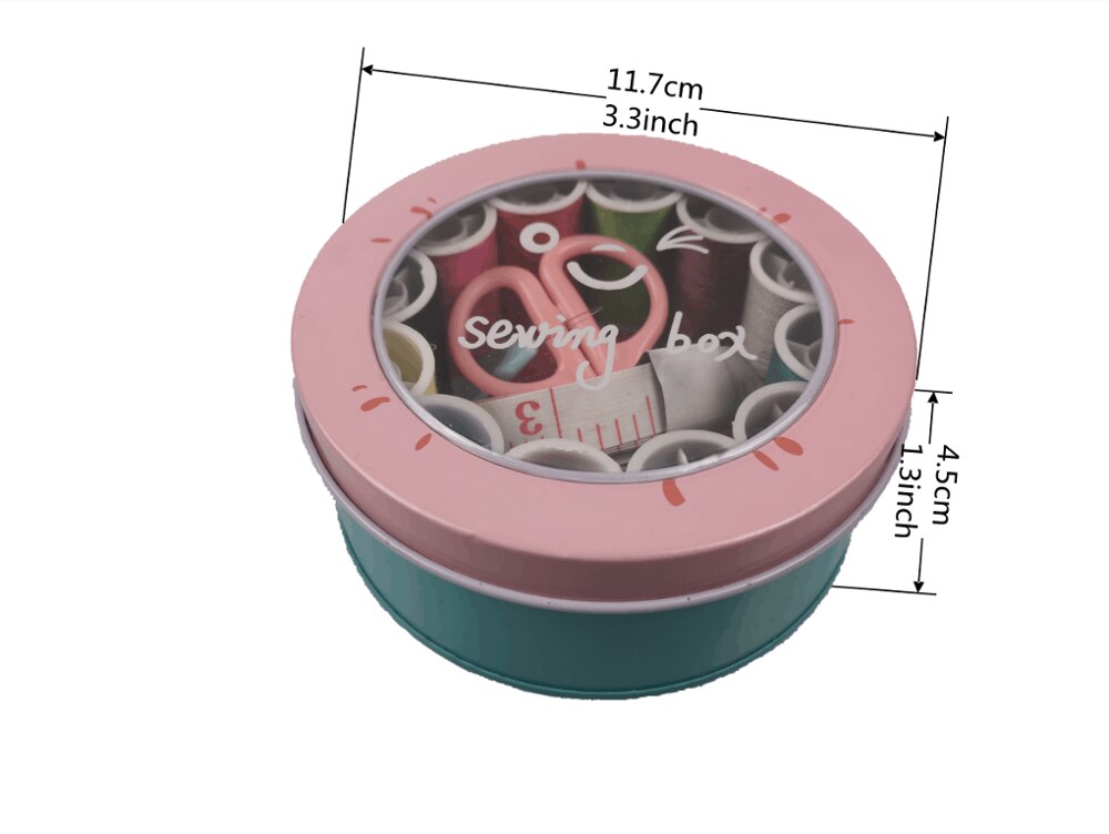 Sewing Machine Thread Kit With Roud Steel Box With All Sewing Supplies Tools