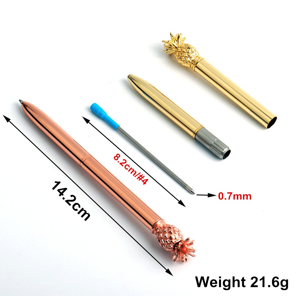GENKKY Ballpoint Pen Pineapple Style Metal Material Sceptre Pens For School Office Colors Glossy Silver Gold Rosegood To Choose