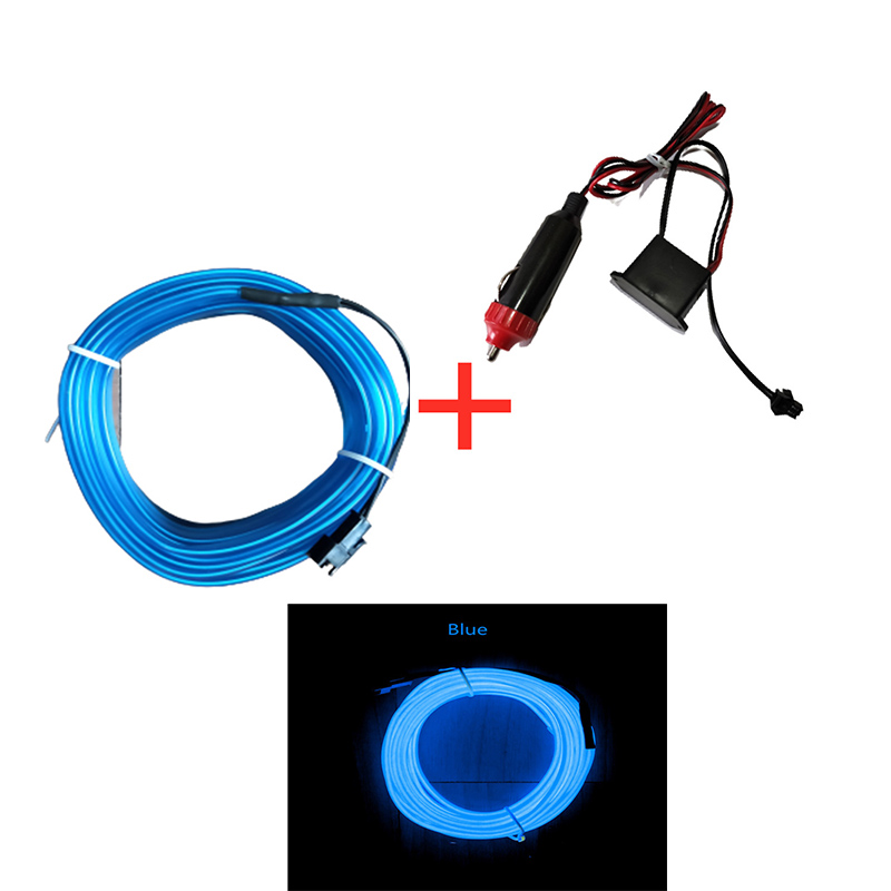 2M Auto Innen Dekorative Lampen Streifen Atmosphäbetreffend Lampe Kaltes Licht Dekorative Armaturenbrett Konsole Auto LED Umgebungs Lichter Adapter: Tiefe Blau