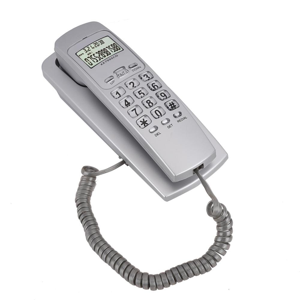 Mini telefone fixado na parede, sistema de telefone com luz de fundo lcd, dtmf/fsk, identificação de telefone para casa e escritório telefone