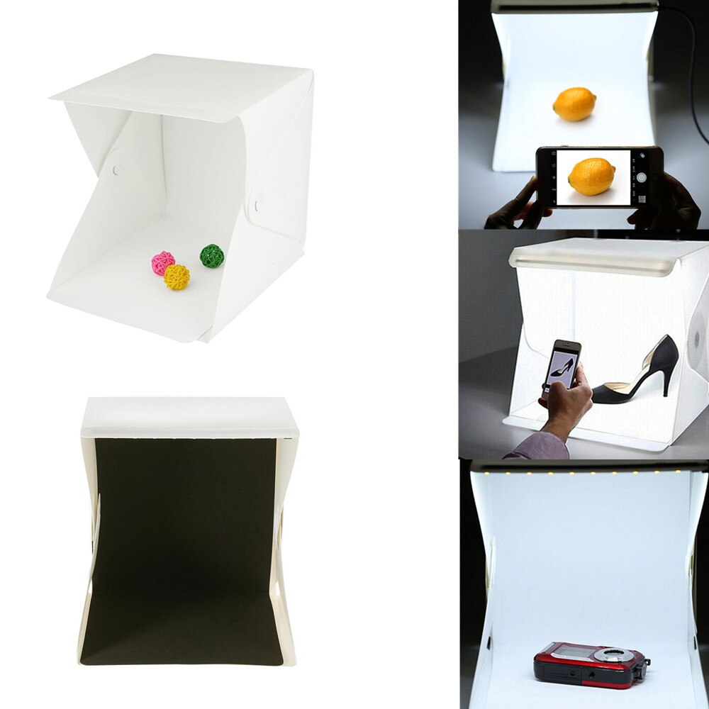 Mini Estudio fotográfico portátil de 9 &quot;, iluminación de fotografía, Kit de tienda, telón de fondo, caja de cubo de desmontaje rápido