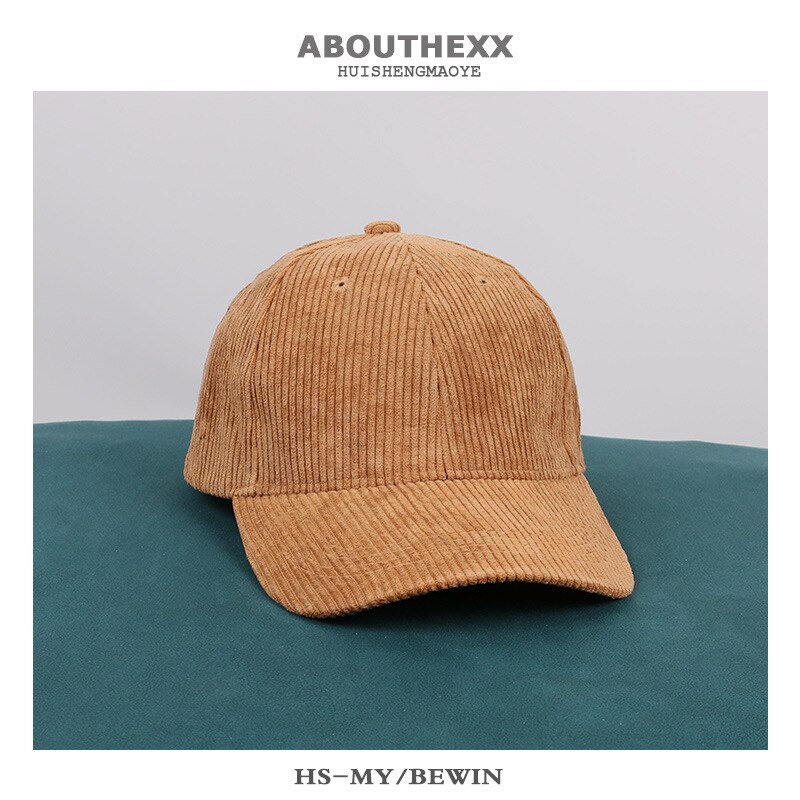 Damen-baseballkappe aus cord für herbst/winter, koreanische version der wild caps lovers, lässiger outdoor-hut mit gebogener krempe, #39: Khaki