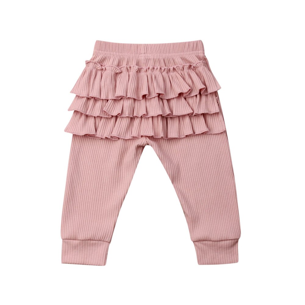 0-3 år flicka volang leggings byxor småbarn fritidsskola långbyxor kläder: B / 24m