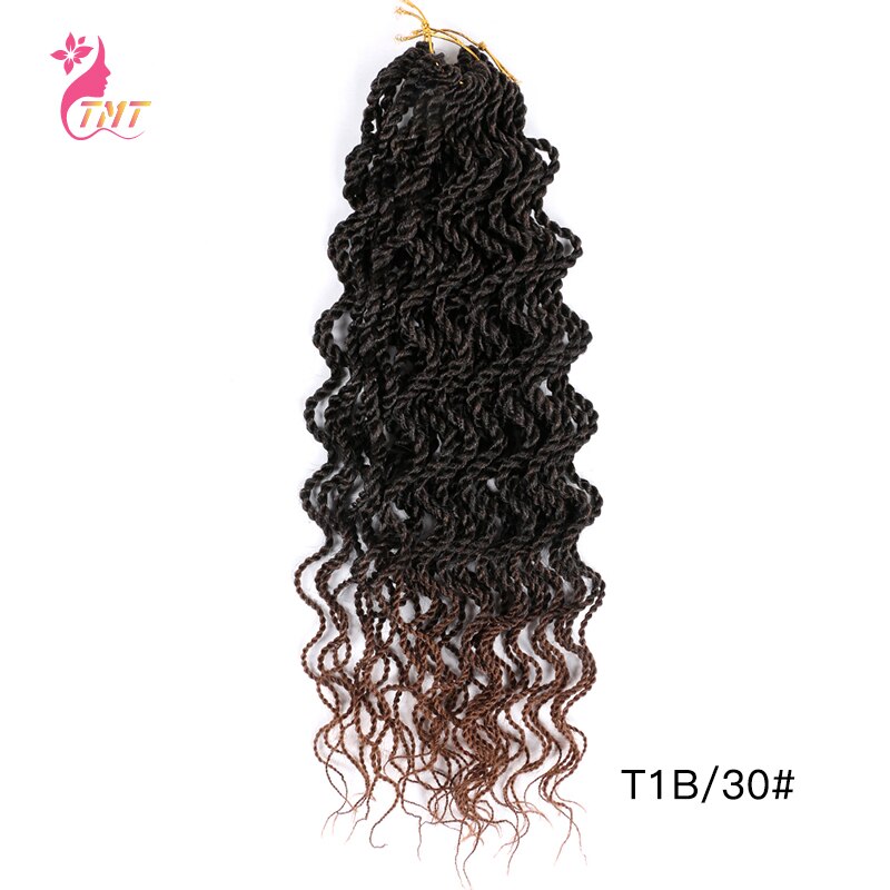 18 "pelo trenzado rizado senegalés Twist trenzas cabello ombré ondulado senegalés Twist pelo sintético del pelo de extensión de trenza de cabello 15 raíces: T1B-30