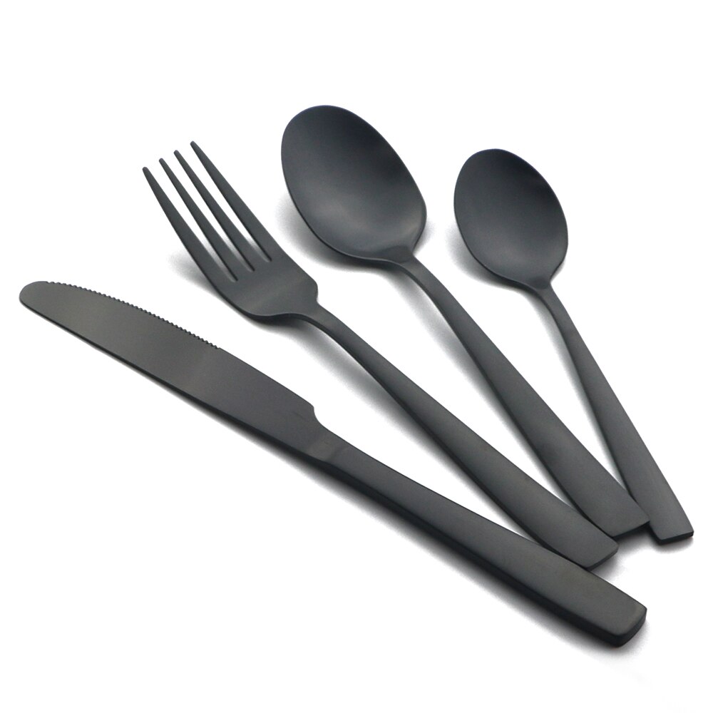 Service de couverts noir mat, couteau fourchette cuillère service de couverts service de table à Dessert service de vaisselle en acier inoxydable service de vaisselle de cuisine
