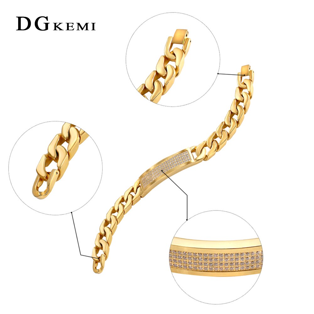 Hip Hop Multi-layer Crystal Men's Rapper Bracelet Full Rhinestone Pave Gold Color Miami Cuban Link Chain Bracelets Men Jewelry