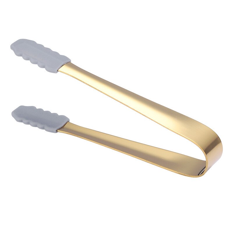 1pcs Ice Clip Ice Tong Bread Food BBQ Clip Multicolored Sugar Tongs Small Ice Tongs Ice Cooling Ice Cube Small Kitchen Tongs: Gold-13.5cm
