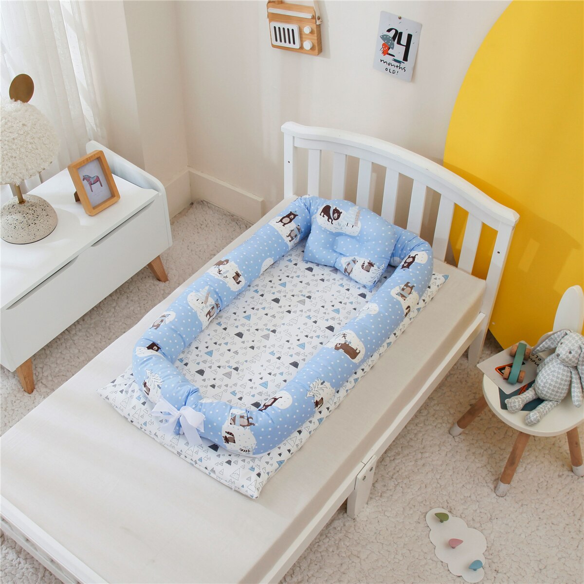 Berceau Portable pour bébé avec oreiller, 50x90cm, lit lavable, pour -né, lit de voyage amovible
