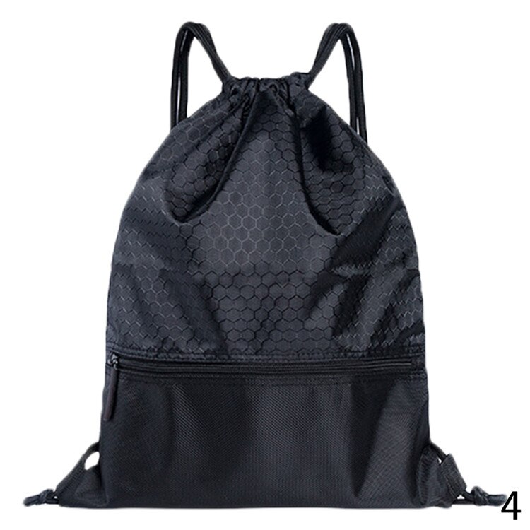 Draagbare heren dames trekkoord rugzak grote capaciteit reistassen kinderen meisjes nylon schoudertas met rits: Zwart