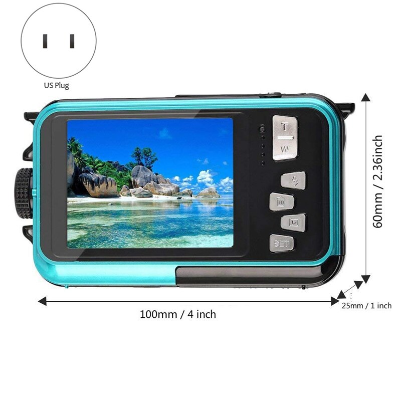 3C-Underwater Camera 24.0MP Waterdichte Digitale Camera Full HD 1080P Zelfontspanner Dual-Screen Video-opname Waterdichte camera