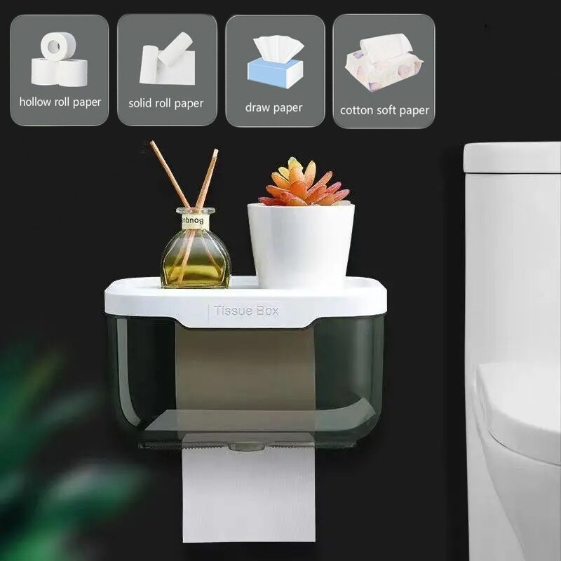 Punch-free Toilet Paper Holder tissue box Waterproof Mobile Phone Storage Toilet Paper Storage Rack Tissue Bathroom Supplies