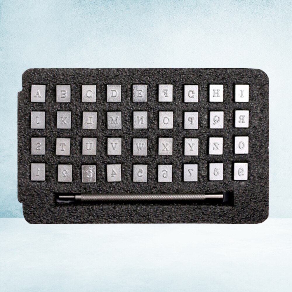 36Pcs 4Mm Letters Aantal Stalen Afdichting Alfanumerieke Aantal Lederen Stamper Brief Aantal Punch Lederen Carving Brief Punch Carbon