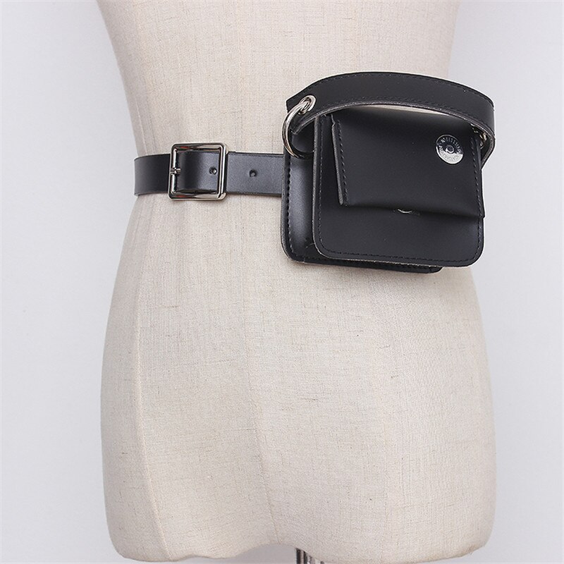 Xitao moda feminina nova cintura pacotes de ombro corrente pesada preto plutônio elegante deusa fan retalhos 2020 minoria cintura packs zp2086