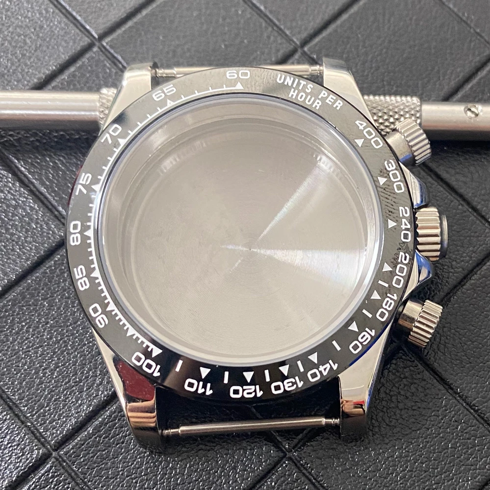 Caja de reloj VK63 modificada, caja de reloj de acero con cristal de zafiro, bisel de cerámica, accesorios de reloj para hombre para movimiento de cuarzo VK63: Blanco