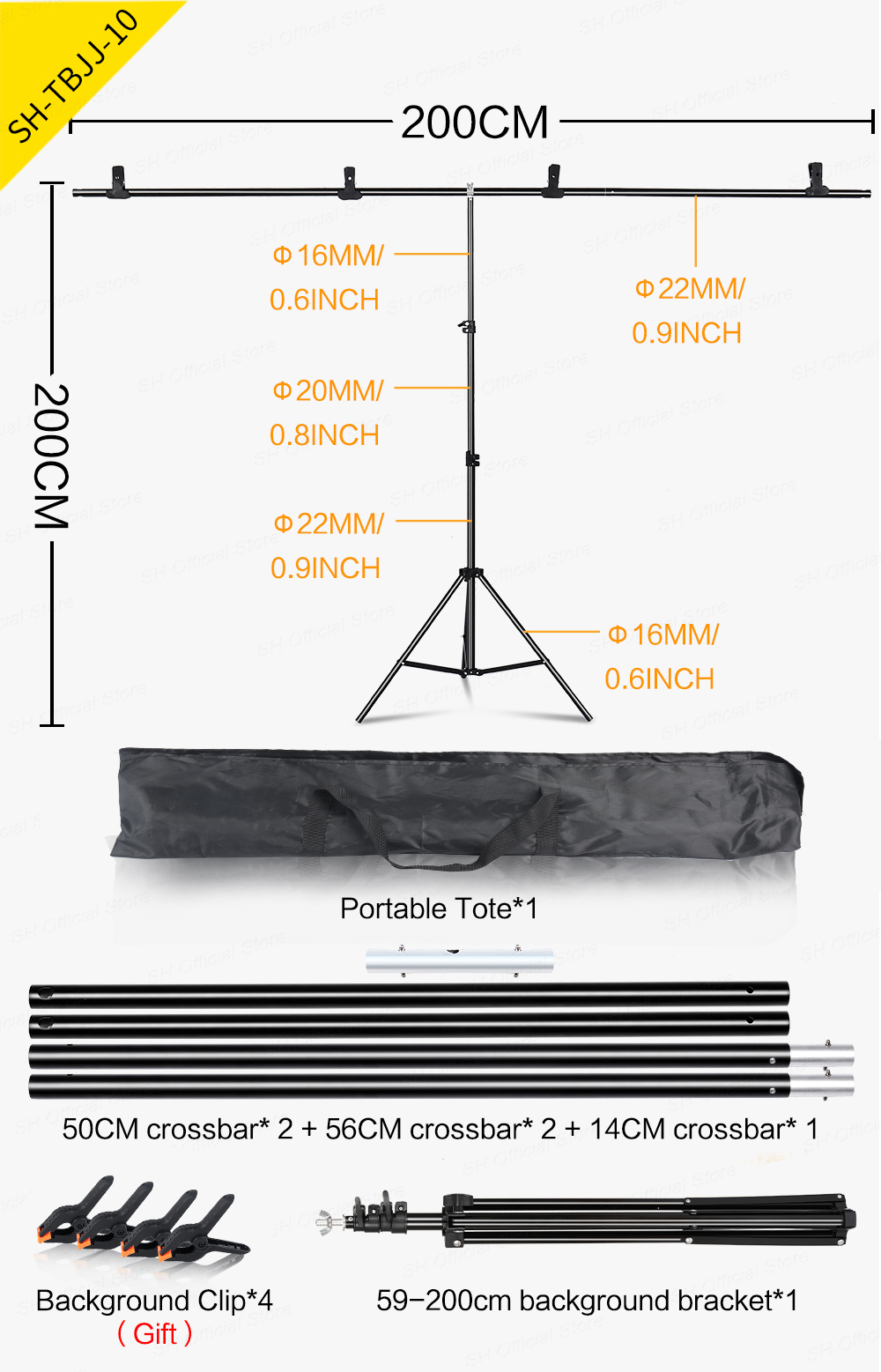Soporte de fondo para fotografía, sistema de soporte Chromakey, Kits de luz, Video, poliéster, algodón, estudio fotográfico con bolsa de transporte, 2m x 2m: Sandía roja