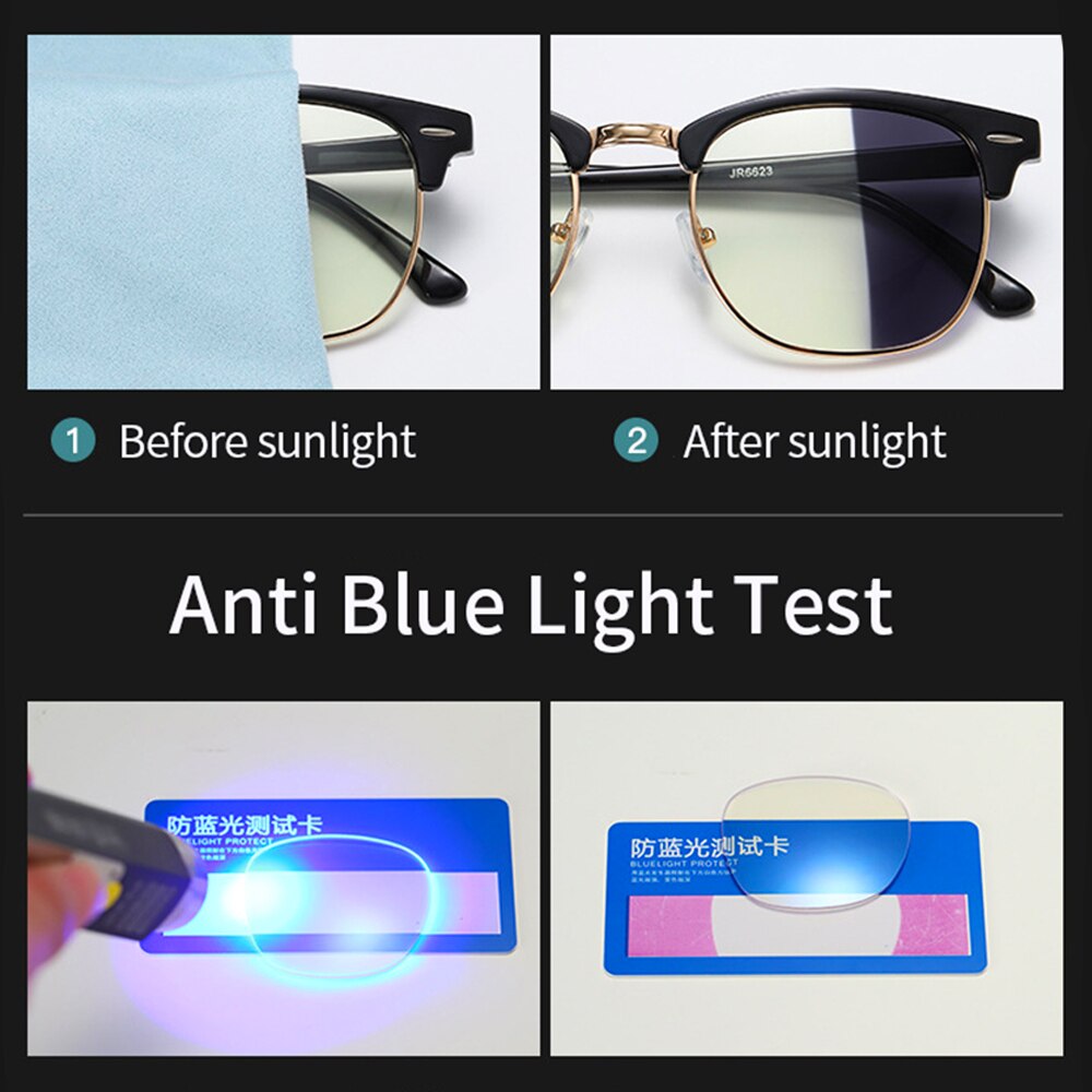 Anti-blauw licht bril heren retro vierkante fotochromatische computerbril dames schadelijke licht blokkerende bril mannelijke verkleuring