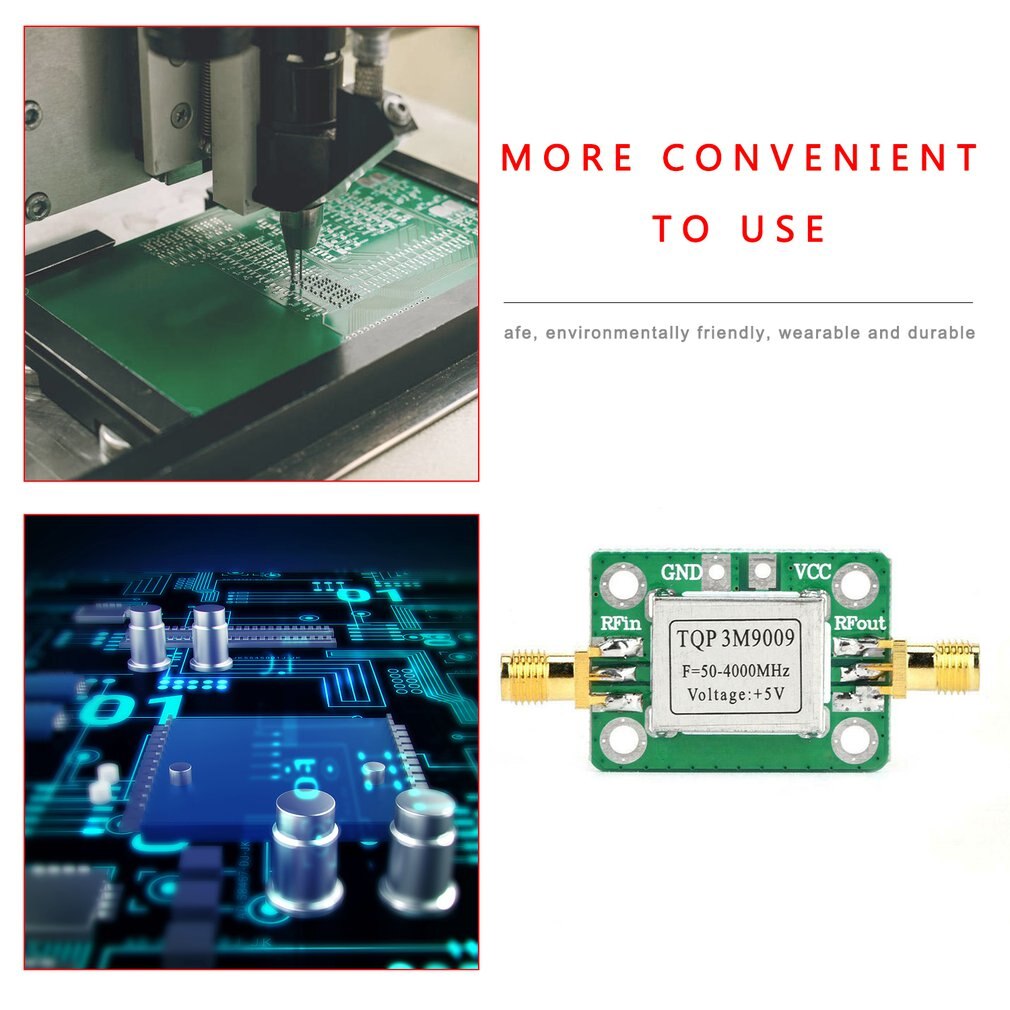 High linear RF broadband low noise amplifier With shield TQP3M9009 Wide operating frequency range Fixed gain amplification