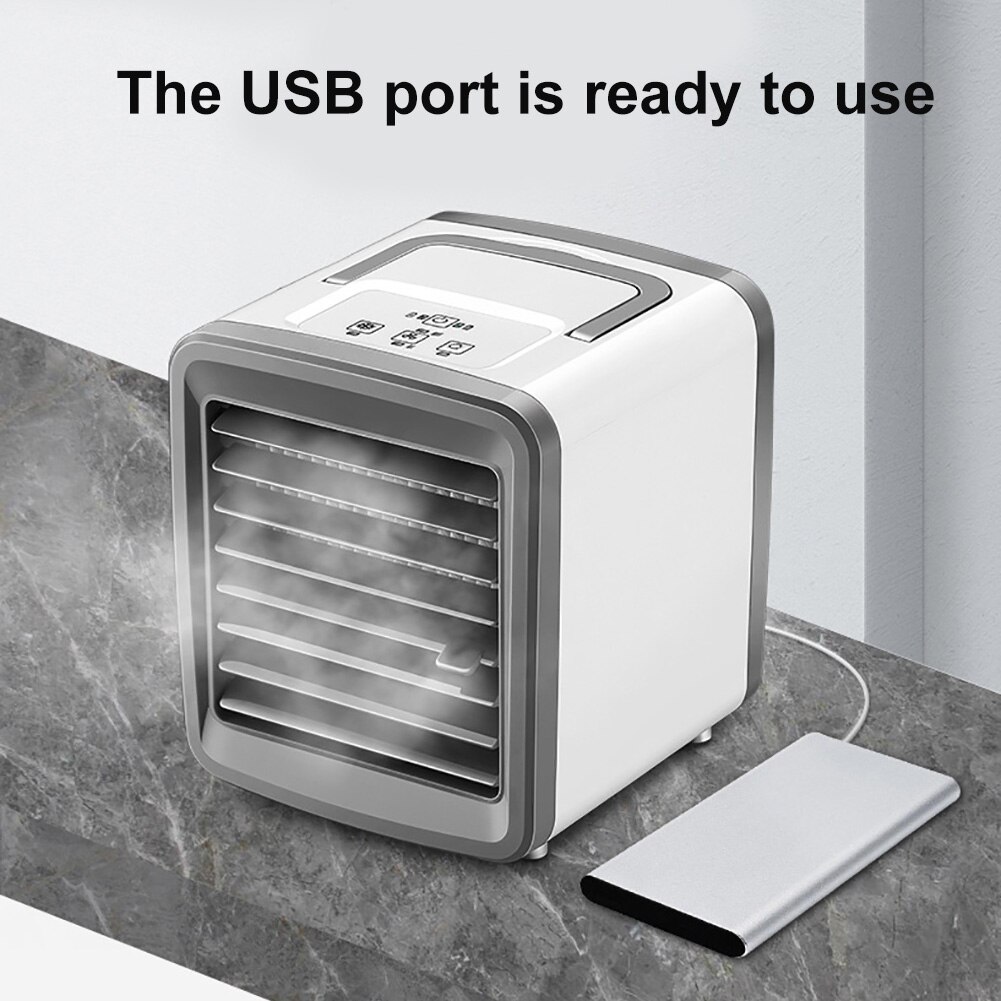 300ml Mini Air Humidifier Mini Portable Air Conditioner Cooler Home Office Portable LED Night Light Cooling Fan with USB Cable