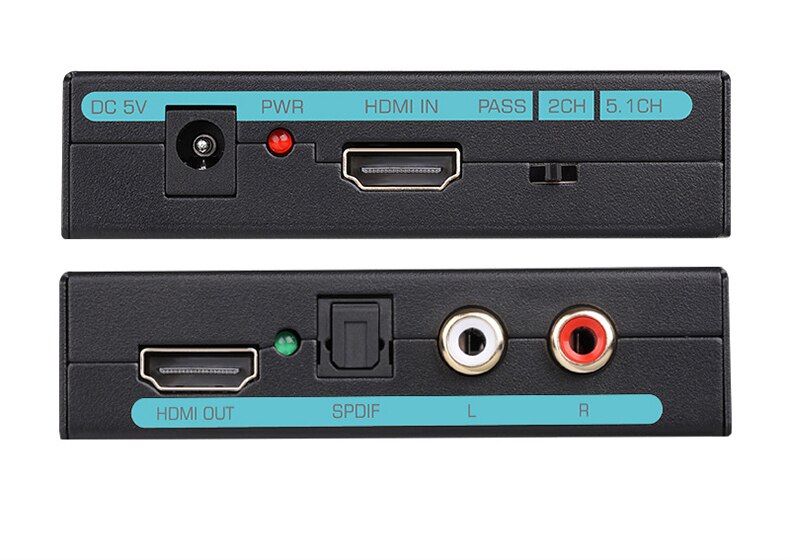 4k HDMI TO HDMI Audio Extractor Stereo Extractor Converter AUDIO SPDIF R/L Signal Converter Power Supply Audio Splitter Adapter