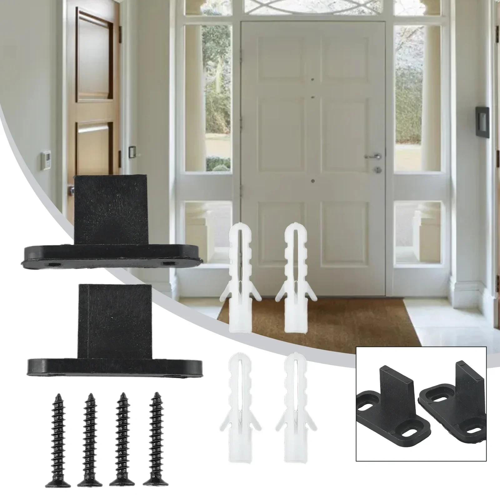 2 Pcs Sliding Barn Door Guides Door Bottom Wall-Mounted Floor Guide Home Furniture Adjustable Sliding Door Slide Rail Mechanism