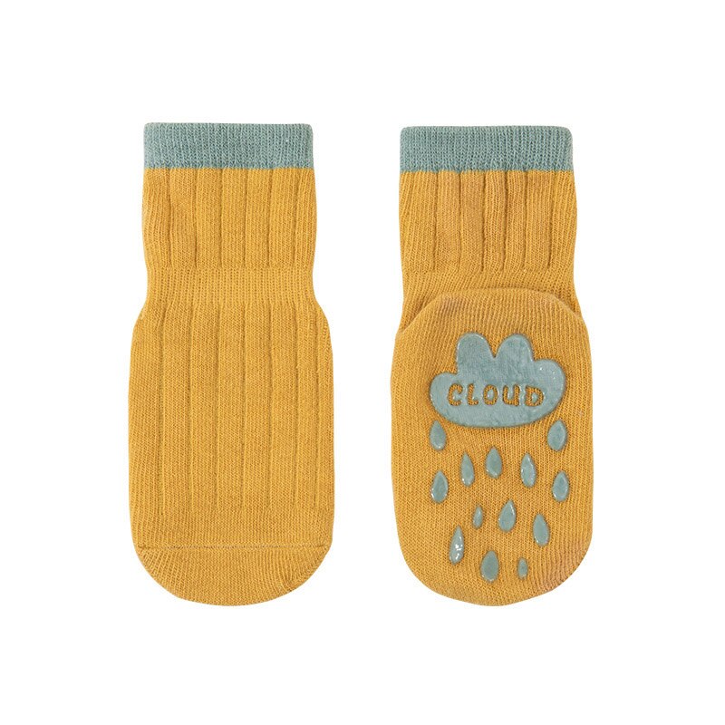 Calzini per neonato calzini antiscivolo in cotone morbido autunnale per neonati accessori per bambina calzini Casual corti a stella da cartone animato 0-12 mesi: yellow