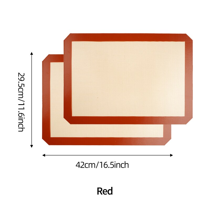 1PCS 42x29.5cm Silicone Macaron Baking Mat Non Stick Silicon Liner Bake Pans And Rolling For Macaroon Pastry Cookie Cake Making: Large Red