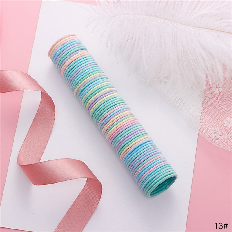 50 Stks/partij 3 Cm Vrouwen Meisjes Elastische Haarband Kleurrijke Hair Ties Touwen Scrunchy Paardenstaart Rubberbands Tie Gum Accesorios: 13