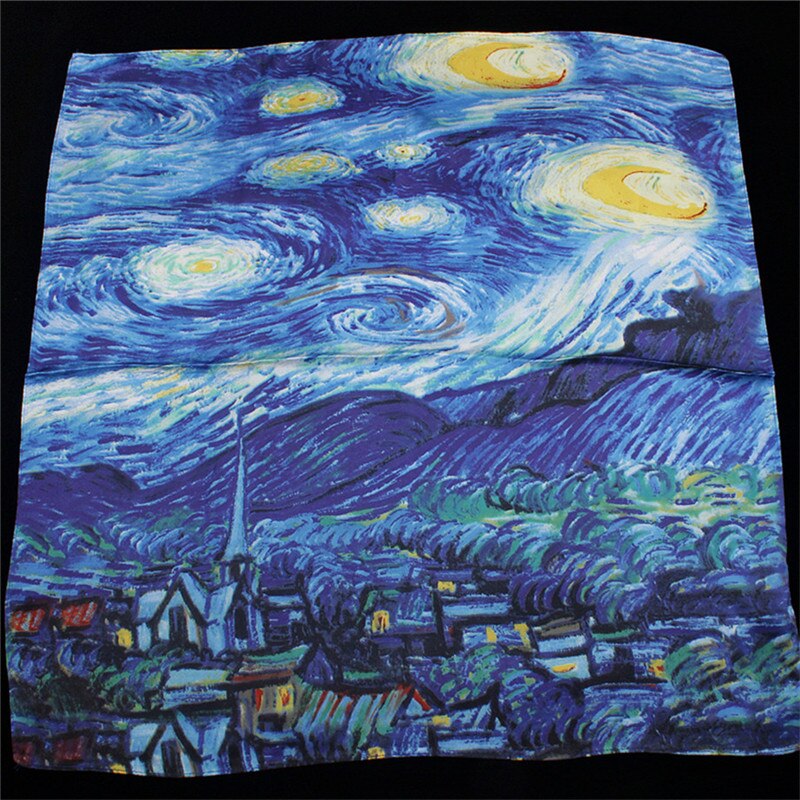Van Gogh Oil Painting Square Scarves Silk Scarf Bandanna Women Scarf Head Neck Tie Band Neckerchief