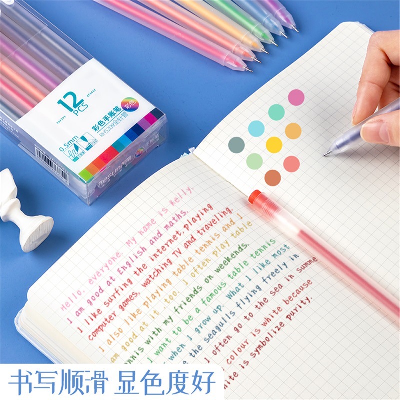 Ensemble de stylos colorés multicolores, 6/12 pièces, stylo à encre 0.5mm, stylo à pointe Fine, coloriage, dessin, gribouillage, Scrapbook, papeterie pour Journal