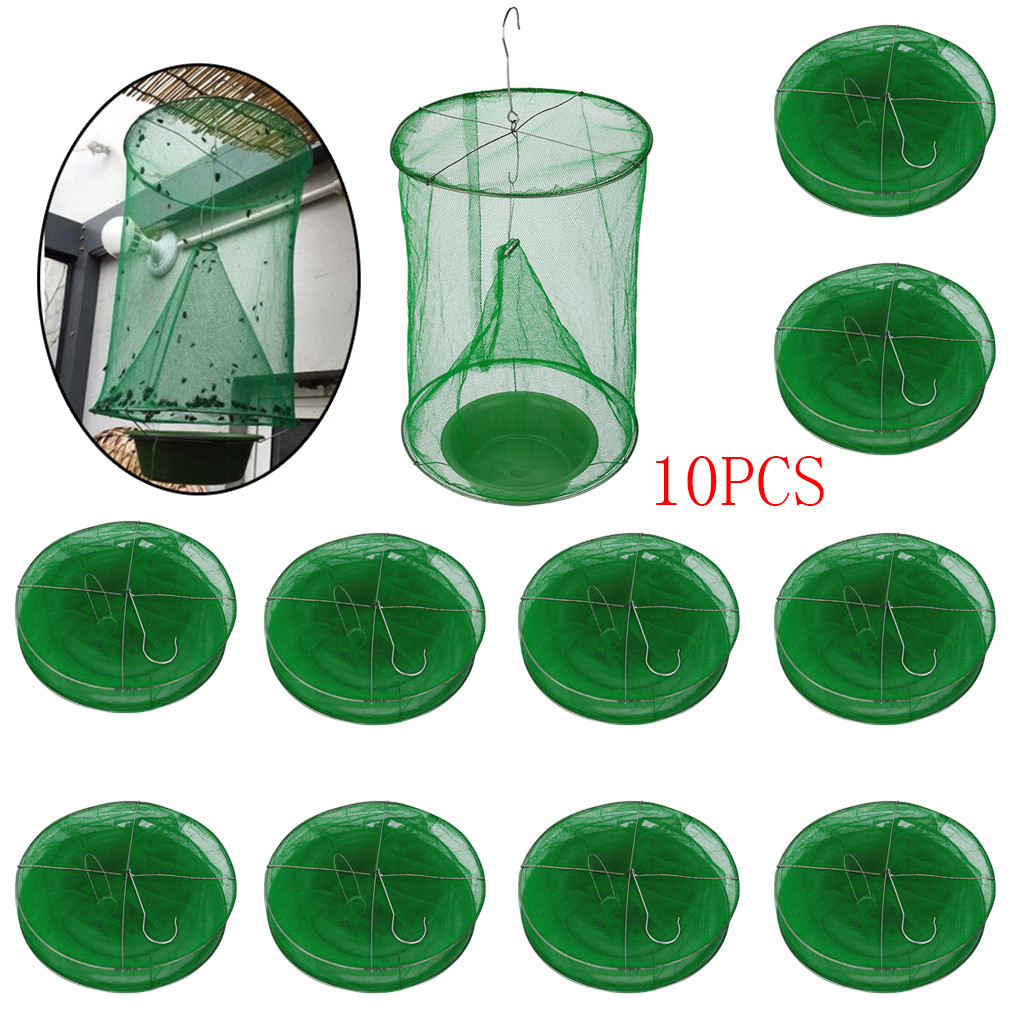 Lot De 10 Pièges à Mouches En Balle Jaune - Diamètre 8,3 Cm (3,27") - Étanche Et Résistant Aux UV - Avec Attractif Adhésif - 5