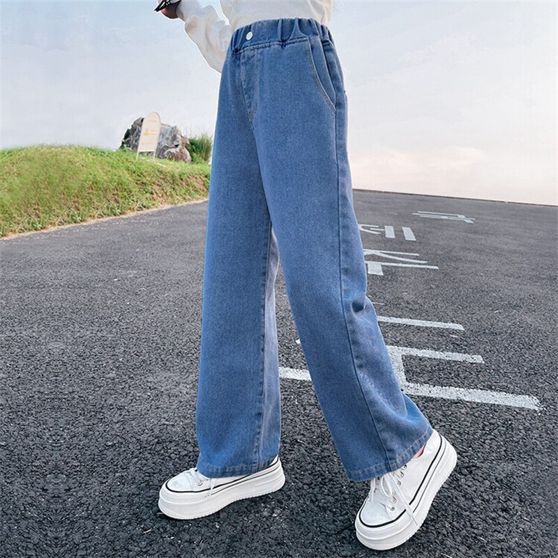 Pantalones vaqueros a la para niñas, ropa para adolescentes de 6, 8, 10, 12 y 14 años, primavera y otoño