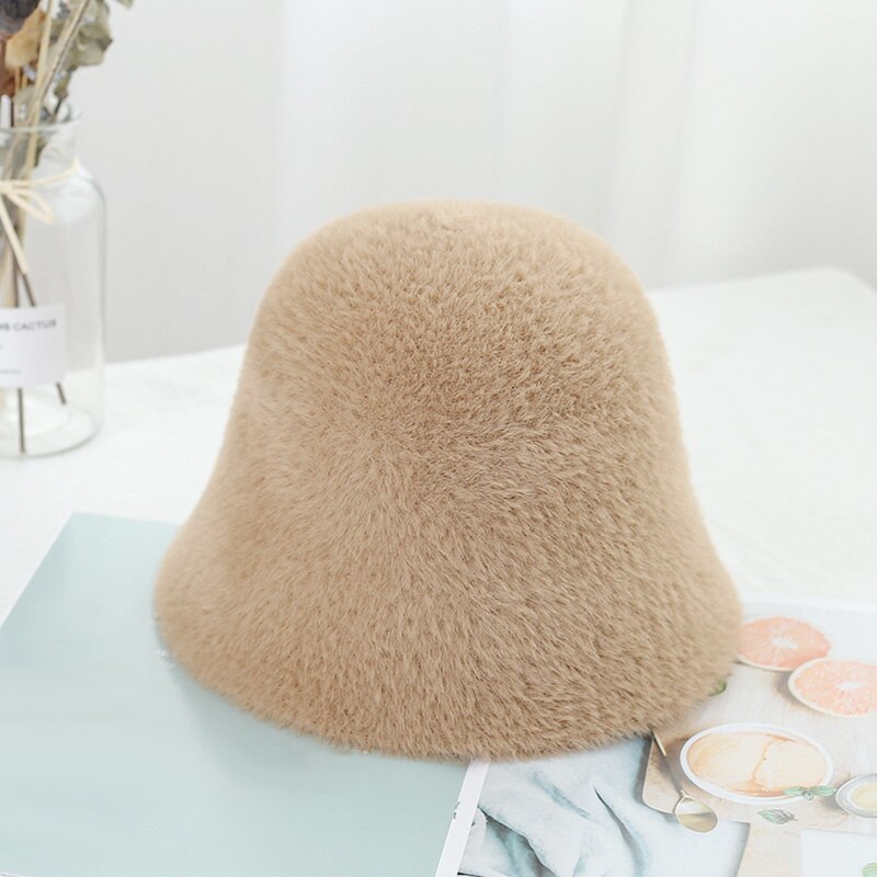 Invierno de lana gorra sombrero con forma de cubo para mujer Simple gorros de Hip Hop de lana sombrero de pescador grueso cálido mujer encabezamiento japonés tapa plana