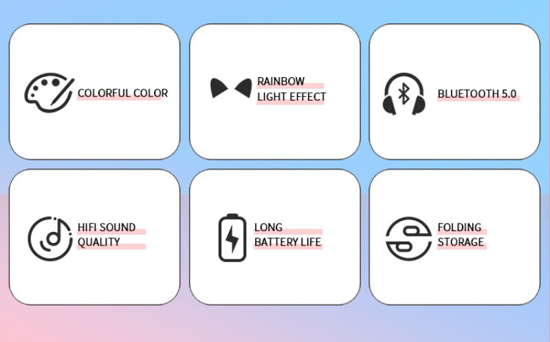 Wireless Headphone Bluetooth5.0 Headset Cat Ear Earphone LED Lights With Microphone For PC Laptop Phone