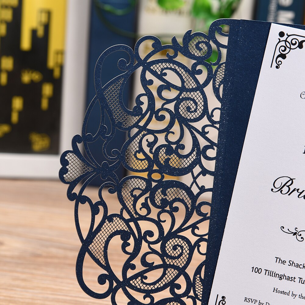 Pearl Paper Wedding Cards with Blank Inner Sheet 10PCS Invitations Cards For Wedding Birthday Wedding Invitations Cards