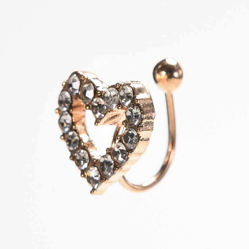 Sweet Crystal Star Clip Earing Starfish Ear Cuff Chic Heart Clip Earring: heart  1pc