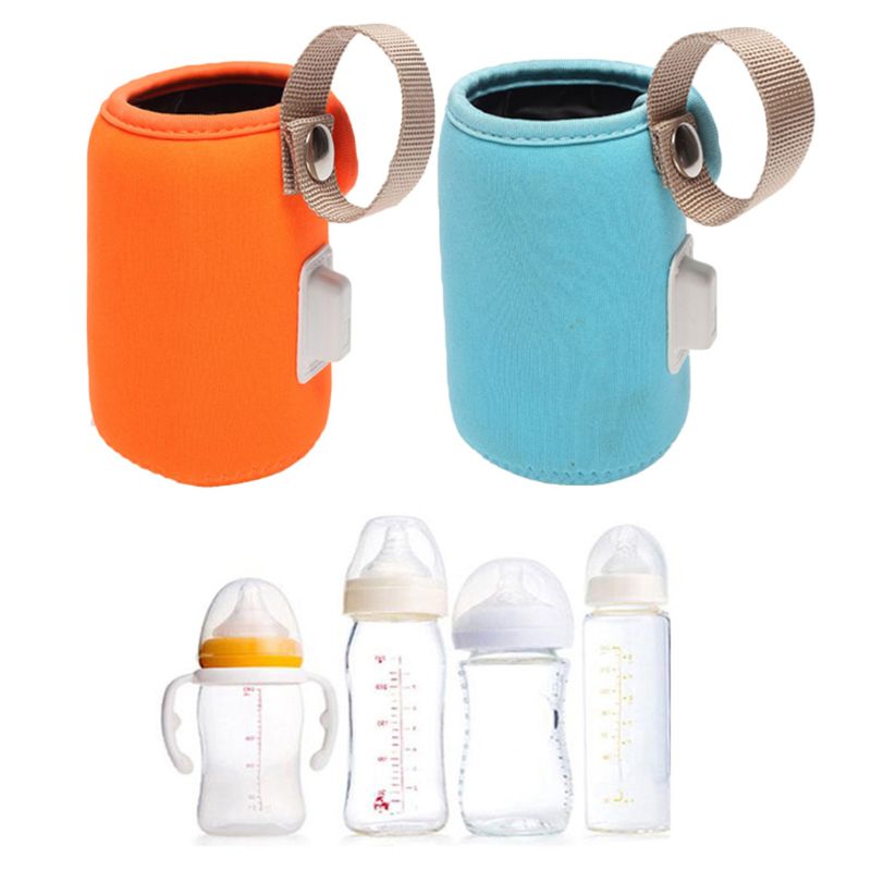 Funda calefactora para biberones con USB, bolsa de aislamiento antideslizante antiescaldado, calentador de leche portátil para coche D08C
