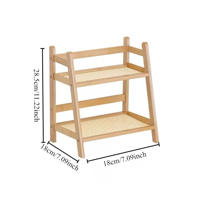 Estante de almacenamiento de madera, estantes organizadores de escritorio de 2 niveles, estante de exhibición de escritorio Trapezoidal, estante de almacenamiento de papelería para oficina: Negro