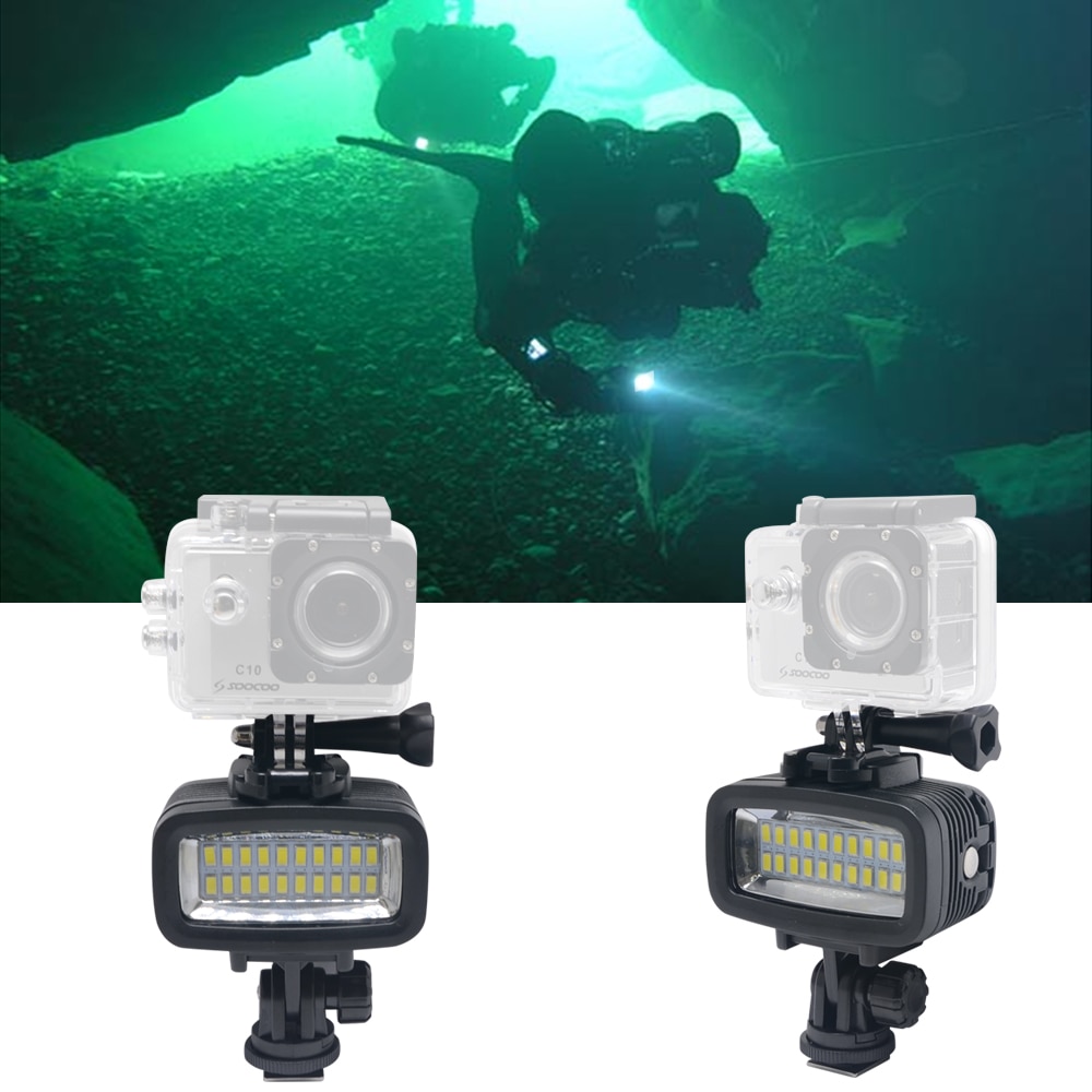 Mcoplus 20 stks led waterdichte video licht onderwater 40 m duiken lamp voor gopro dv camera htc xiaoyi sj5000 sj6000 & action Camera