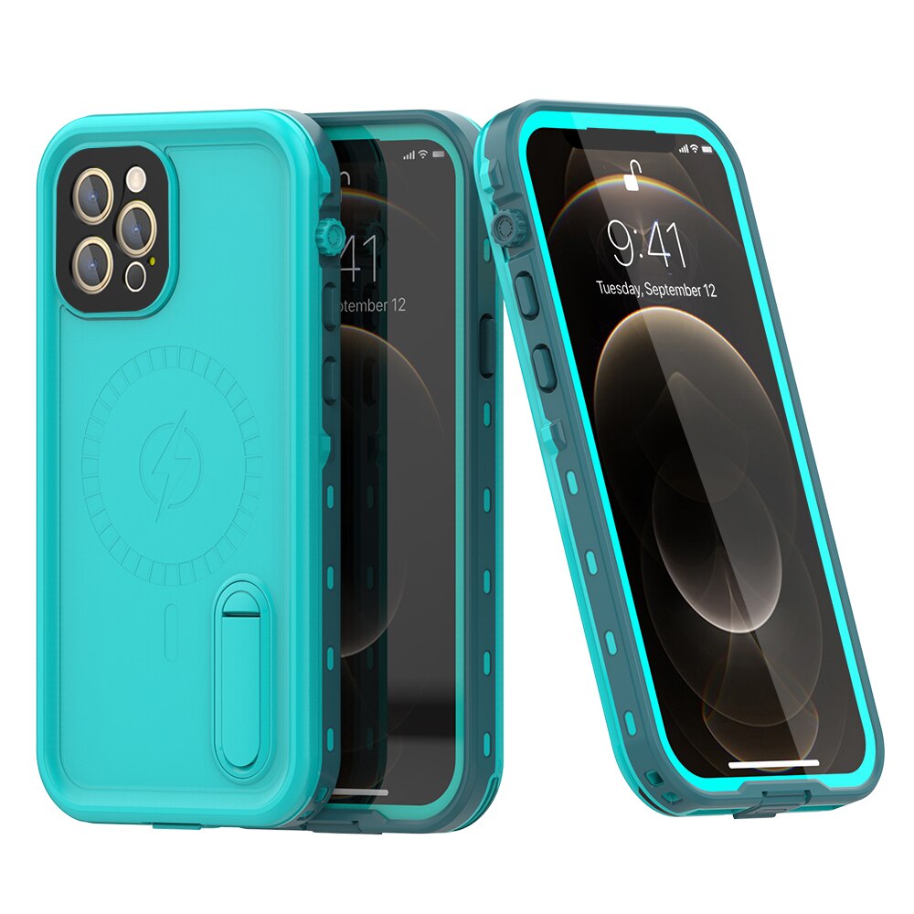 Custodia impermeabile per iphone 12 pro Max Mini custodia per iphone 12 custodia armatura antipolvere immersione funda coque supporto per telefono di lusso: For iPhone 12 Mini / Blue