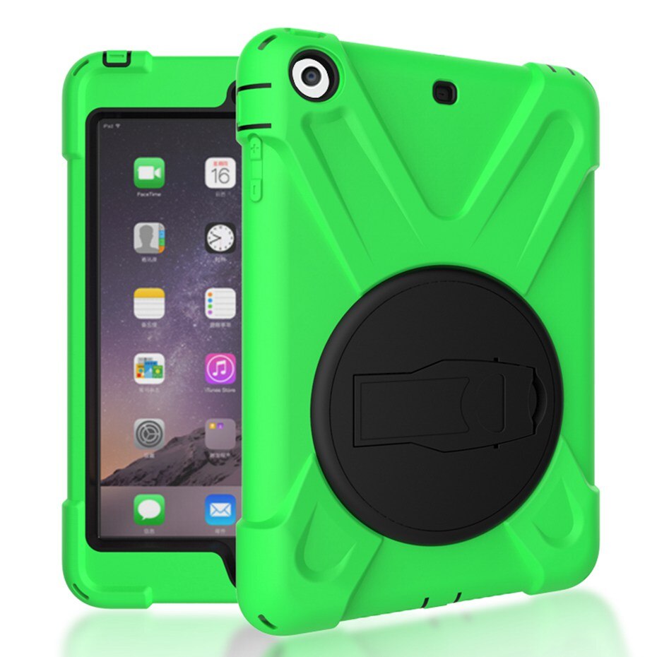 Funda para iPad mini 1 2 3 de mano a prueba de golpes funda de cuerpo entero con mango y soporte para carcasa de ipad mini capa funda: green