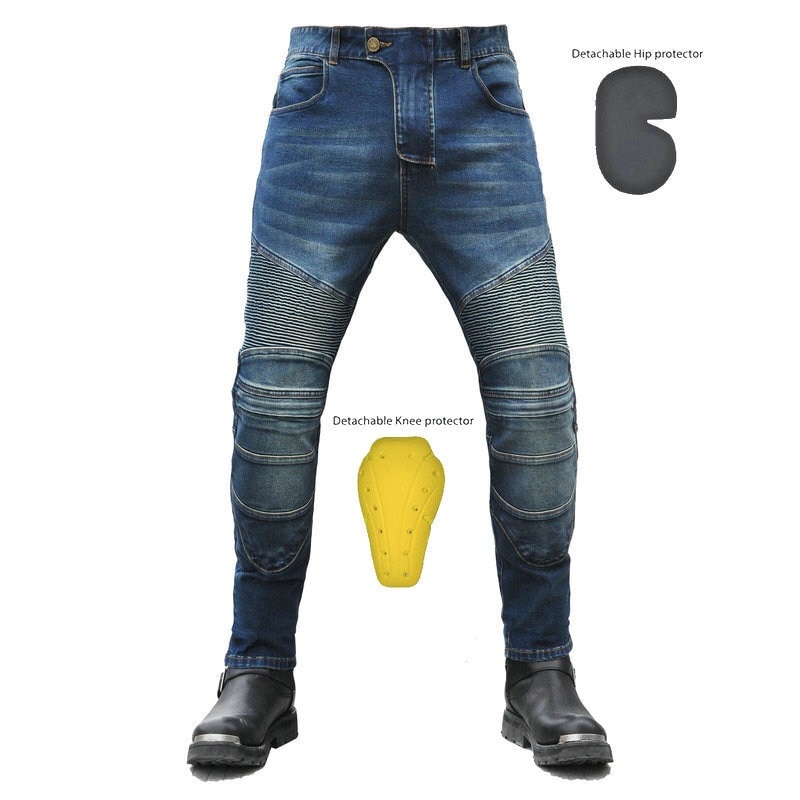 Motorcycle jeans protective gear rider jeans off-road jeans blue black: B / S